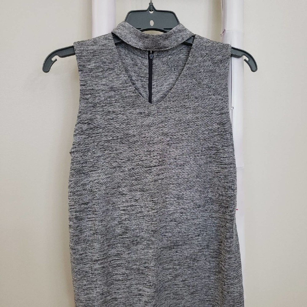 Ruff Hewn Silver Mock Neck Blouse Sz XS